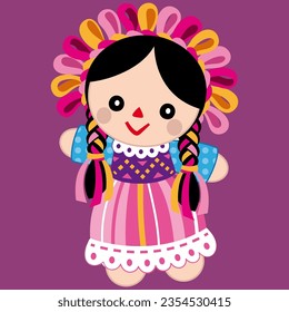 Traditional Mexican Doll 'Lele' on a Purple Background