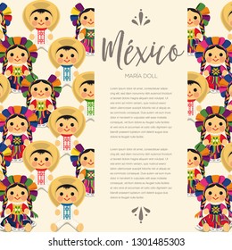 Traditional Mexican Dolls – Vector Illustration – Copy Space