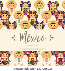 Traditional Mexican Dolls – Vector Illustration – Copy Space