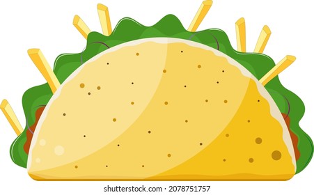 Traditional mexican fast-food. Taco vector isolated on white background