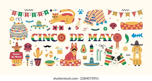 Traditional Mexican fiesta vector illustrations.