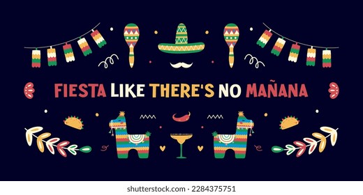 Traditional Mexican fiesta vector illustrations. 