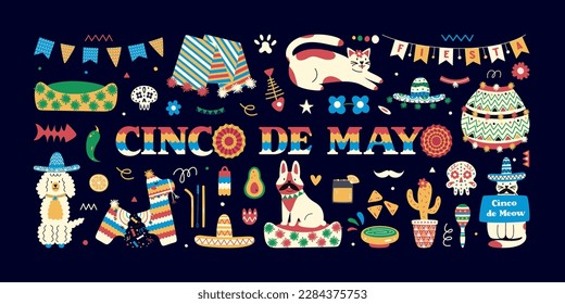 Traditional Mexican fiesta vector illustrations.