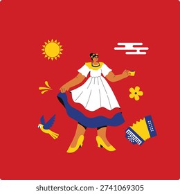 Traditional Mexican Folklore Dancer – Colorful Fiesta Vector Illustration