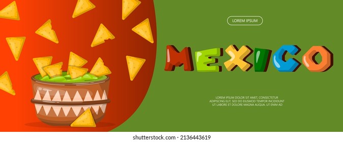 Traditional Mexican food banner. vector cartoon illustration. Mexican street, restaraunt and homemade food and drinks icons for ethnic menu. Cinco de mayo