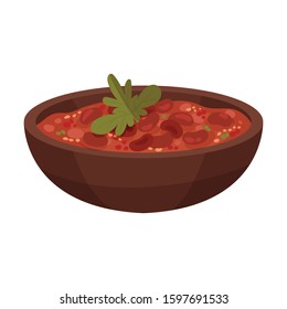 Traditional Mexican Food Served in Bowl Vector Illustration svg