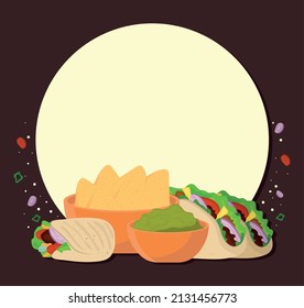 traditional mexican food tacos and nachos