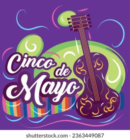 Traditional mexican guitar Cinco de mayo poster Vector