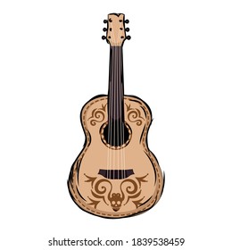Traditional mexican guitar. Dia de los muertos - Vector