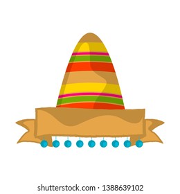 Traditional mexican hat with a banner - Vector