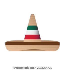 Sombrero mexicano tradicional para celebrar las fiestas mexicanas. Sombrero tradicional de la época de la revolución mexicana. Sombrero de palma mexicano para fiestas nacionales.