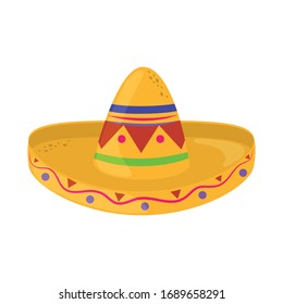 Traditional Mexican hat .  Cinco de Mayo mexican celebration vector illustration, flat style icon.