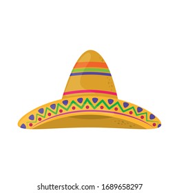 Traditional Mexican hat .  Cinco de Mayo mexican celebration vector illustration, flat style icon.