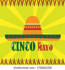 Traditional mexican hat. Cinco de mayo template - Vector illustration