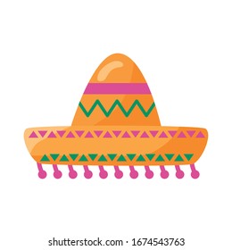 traditional mexican hat detaild style icon vector illustration design