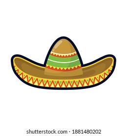 diseño de ilustración vectorial de estilo plano de sombrero mexicano tradicional