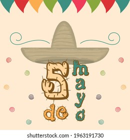 Traditional mexican hat on a cinco de mayo poster - Vector