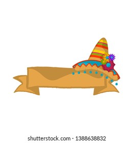 Traditional mexican hat on an empty banner - Vector