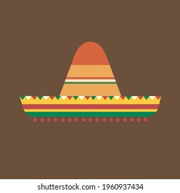 Traditional Mexican hat with a wide brim and bright colors that means "shadow". Representation of Mexico, Mexican culture and celebrations like Cinco de mayo o el día de los muertos.