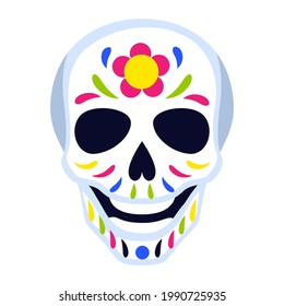 Traditional Mexican head skull. Dia de los muertos. Day of the Dead symbol with decoration .