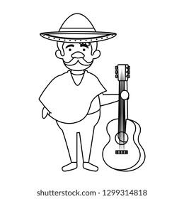 traditional mexican man with hat and guitar