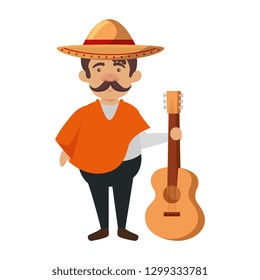 traditional mexican man with hat and guitar