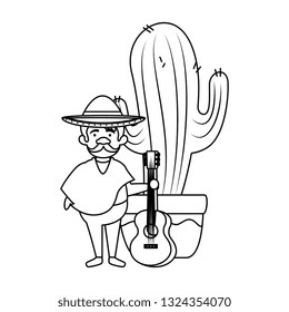 traditional mexican man with hat and guitar