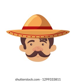 traditional mexican man head with hat