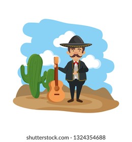 traditional mexican mariachi with guitar
