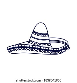 traditional mexican mariachi hat line style icon vector illustration design