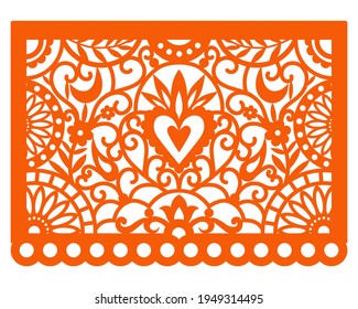 Traditional Mexican party decorations. Colorful mexican perforated papel picado banner