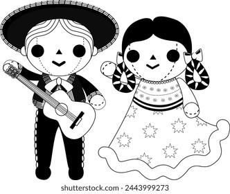 Traditional Mexican rag doll couple