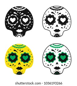 Traditional Mexican skull designs. Vector illustration.