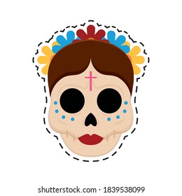 Traditional mexican skull. Dia de los muertos - Vector