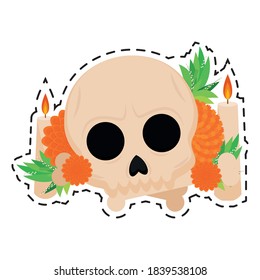 Traditional mexican skull. Dia de los muertos - Vector