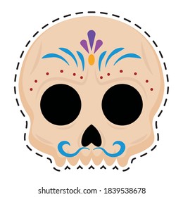 Traditional mexican skull. Dia de los muertos - Vector