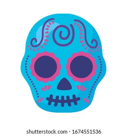 traditional mexican skull head detaild style vector illustration design