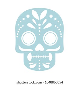 traditional mexican skull head flat style icon vector illustration design