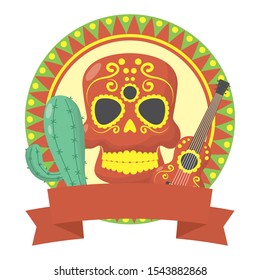 traditional mexican skull head icon vector illustration design