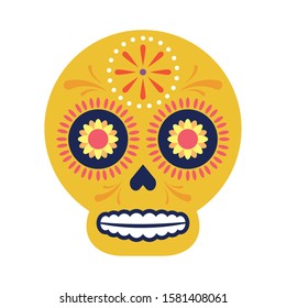 traditional mexican skull head icon vector illustration design
