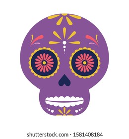 traditional mexican skull head icon vector illustration design