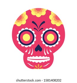traditional mexican skull head icon vector illustration design