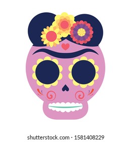 traditional mexican skull head icon vector illustration design