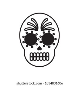 traditional mexican skull head line style icon vector illustration design