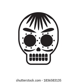 traditional mexican skull head line style icon vector illustration design