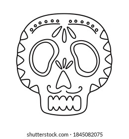 traditional mexican skull head line style icon vector illustration design