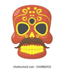 traditional mexican skull head with mustache vector illustration design