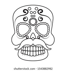 traditional mexican skull head with mustache vector illustration design