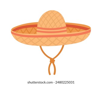 Traditional Mexican sombrero straw hat vector illustration isolated on a white background