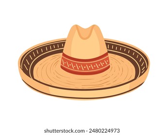 Tradicional Ilustración vectorial mexicana de paja con sombrero aislado sobre un fondo blanco